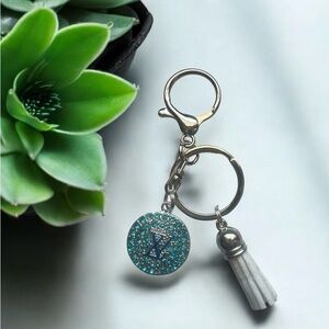 Teal Crystal Keychain with Tassel